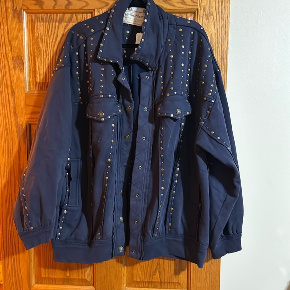 We the free navy studded jacket